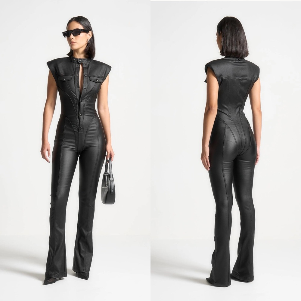 Manière De Voir | Wax Coated Denim Jumpsuit Size 8 NWT Race Day Outfit